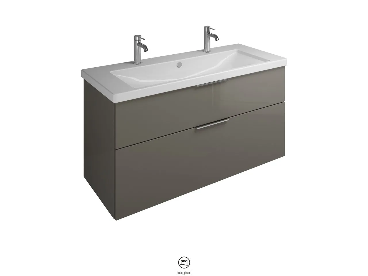 burgbad Badmöbelset Keramik-Waschtisch inkl. Waschtischunterschrank „Eqio“ 123 × 64,5 × 49 cm Griffleiste, Chrom, in Eiche Dekor Klassik burgbad Badmöbelset Keramik-Waschtisch inkl. Waschtischunterschrank „Eqio“ 123 × 64,5 × 49 cm Griffleiste, Chrom, in Eiche Dekor Klassik