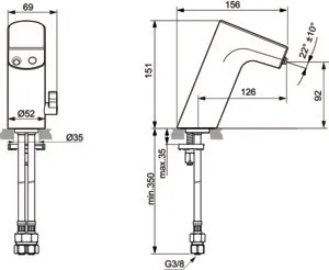 Sensor-Waschtischarmatur Intelliflow Batterie Ausladung 126mm Chrom