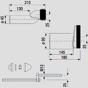 WC-Etagen-Anschlussgarnitur DN90, etagiert um 25 mm, PE schweißbar
