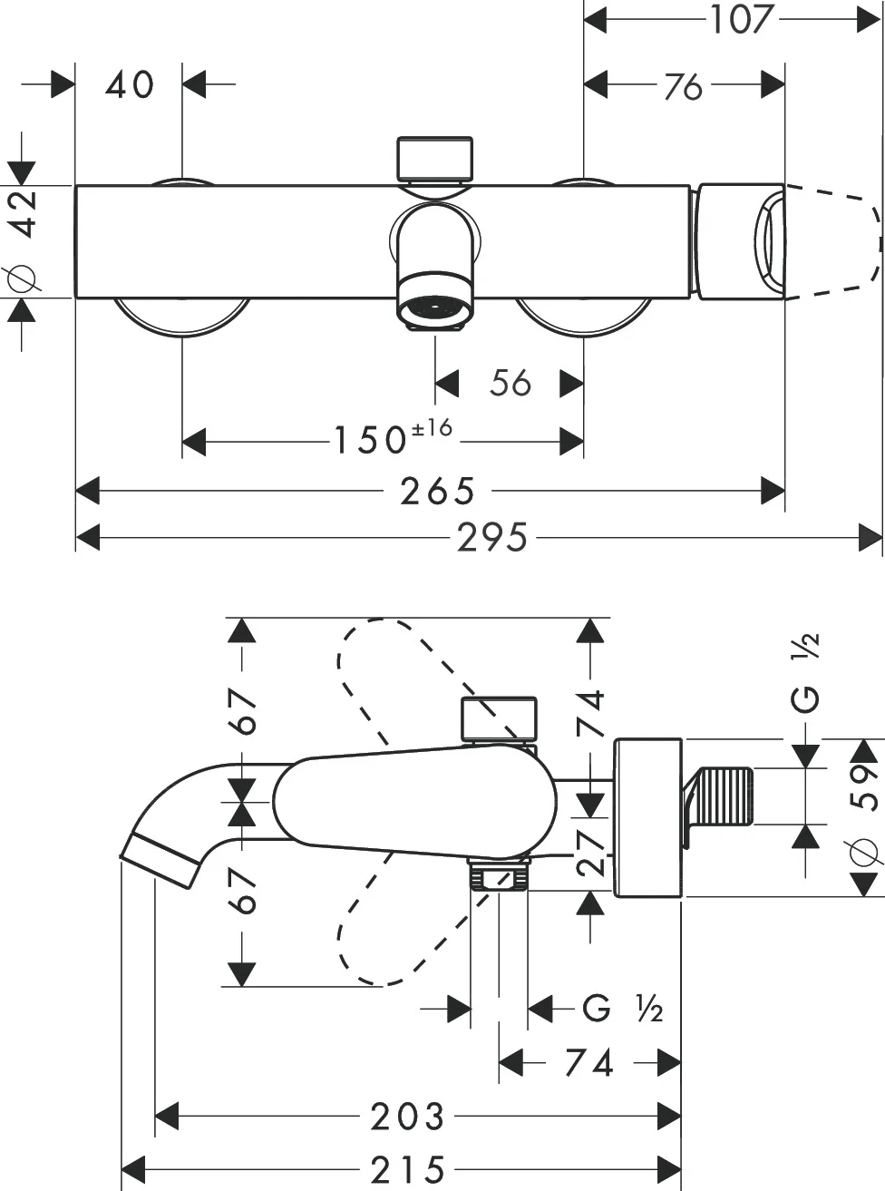 Hansgrohe Axor Citterio M Einhebel-Wannenmischer Aufputz Chrom, Ausladung 200 mm, DN15, Keramikmischsystem Hansgrohe Axor Citterio M Einhebel-Wannenmischer Aufputz Chrom, Ausladung 200 mm, DN15, Keramikmischsystem