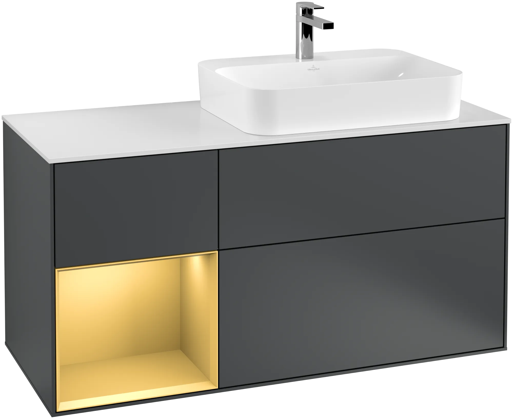 Villeroy & Boch Waschtischunterschrank „Finion“ für Schrankwaschtisch 1200 × 603 × 501 mm Midnight Blue Matt Lacquer, für Becken rechts Villeroy & Boch Waschtischunterschrank „Finion“ für Schrankwaschtisch 1200 × 603 × 501 mm Midnight Blue Matt Lacquer, für Becken rechts