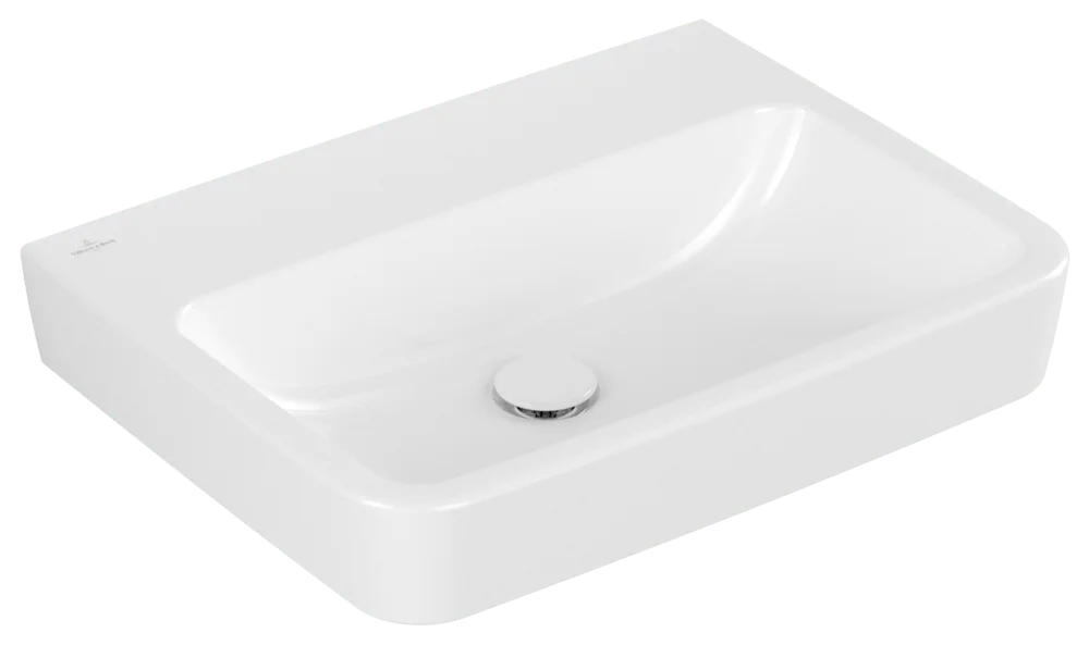 Villeroy & Boch O.novo Wandwaschbecken 600x460x175 mm, weiß Alpin AntiBac CeramicPlus, eckig, rechteckige Innenform, ohne Überlauf, glänzende Oberfläche