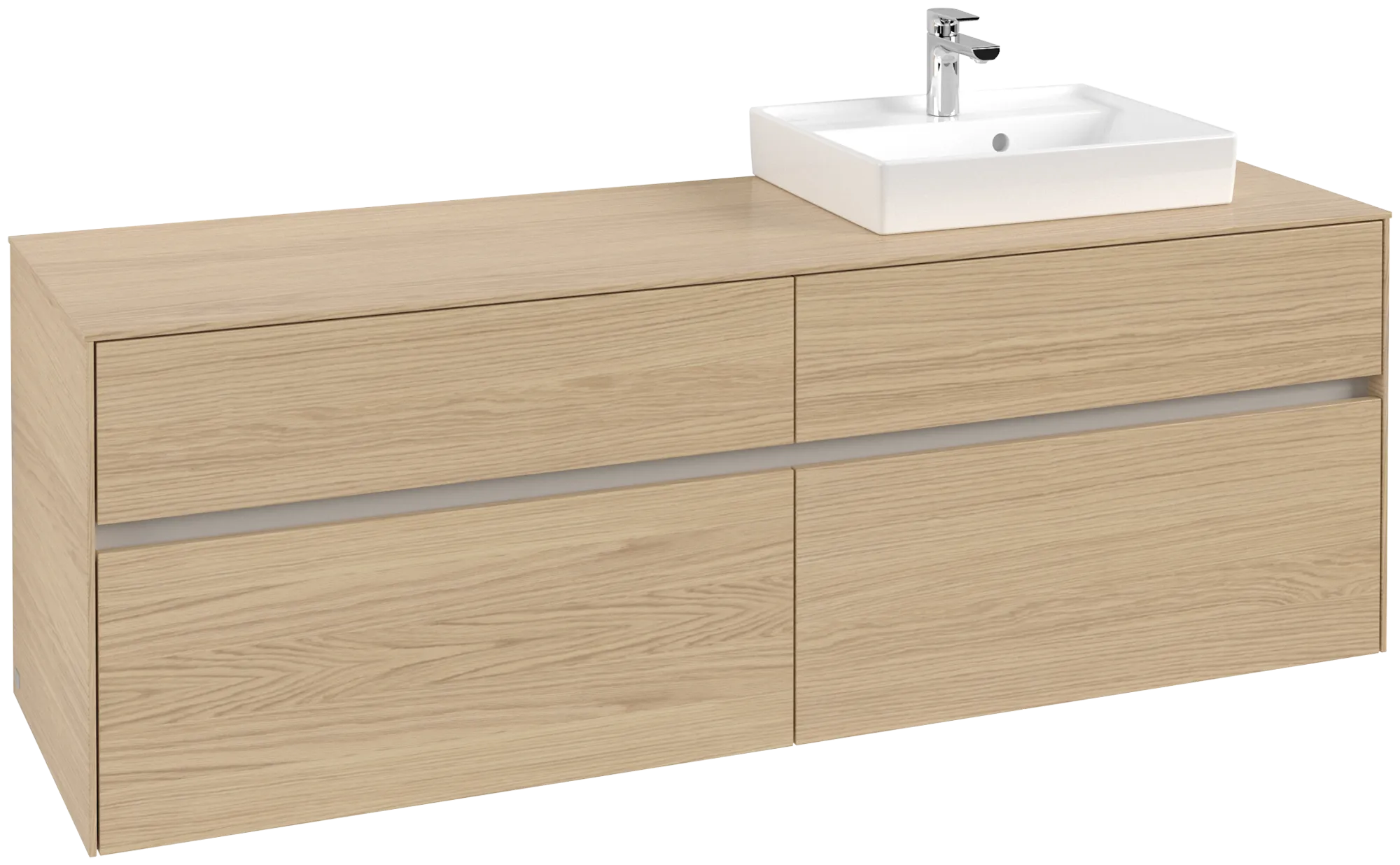 Villeroy & Boch Waschtischunterschrank „Collaro“ 1600 × 548 × 500 mm Nordic Oak, ohne Beleuchtung, für Becken rechts Villeroy & Boch Waschtischunterschrank „Collaro“ 1600 × 548 × 500 mm Nordic Oak, ohne Beleuchtung, für Becken rechts