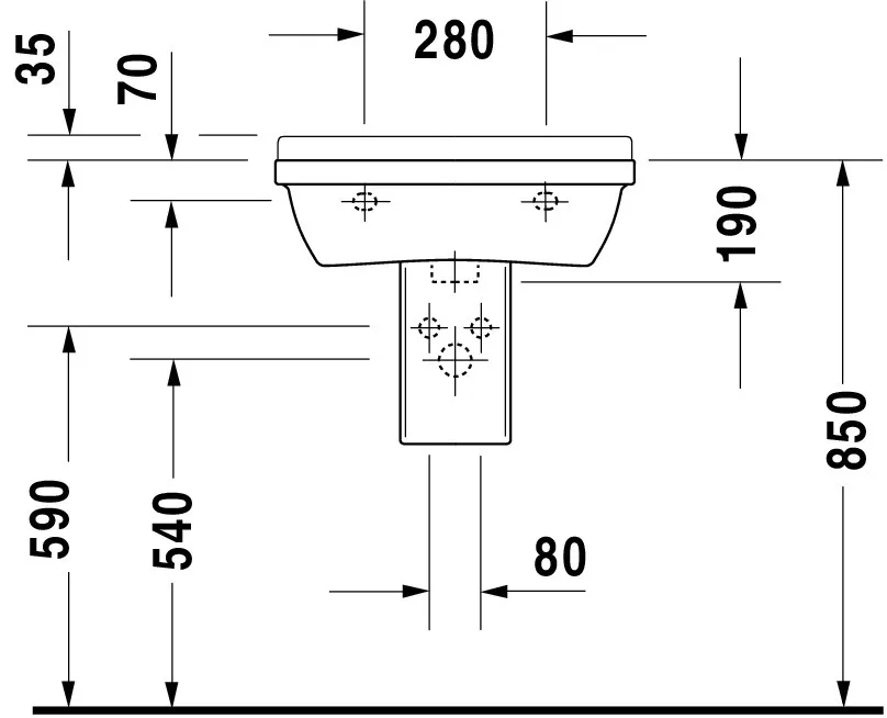 Wandwaschtisch „Starck 3“, mit Überlauf, Hahnlochposition mittig Wandwaschtisch „Starck 3“, mit Überlauf, Hahnlochposition mittig