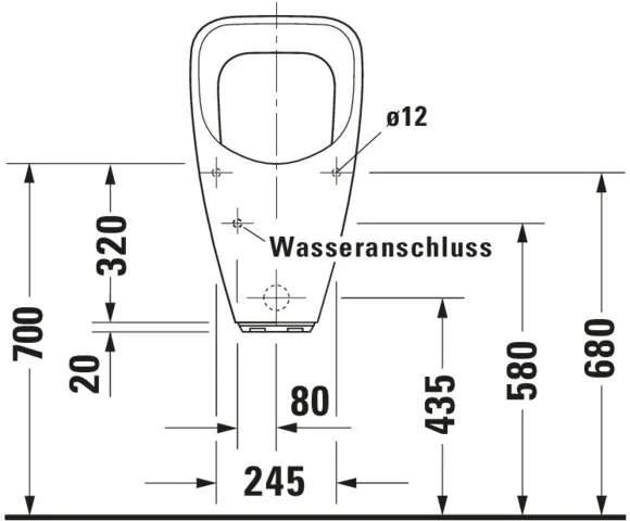 Urinal Utronic, Zulauf von hinten für Netzanschluss, ohne Fliege, weiß