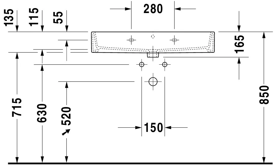 Wandwaschtisch „Vero Air“, mit Überlauf, Hahnlochposition mittig Wandwaschtisch „Vero Air“, mit Überlauf, Hahnlochposition mittig