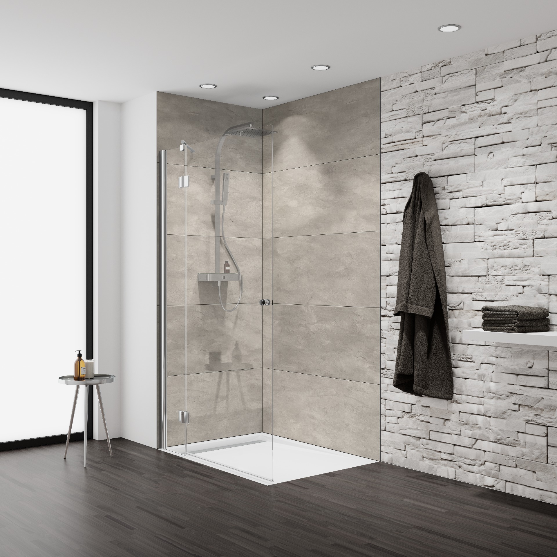 HSK Badewannenaufsatz passend zu Badewannenaufsätze von K2.80 bis K2.82 „K2“ Glas Klar hell, Scharniere Chromoptik (Alu Hochglanz poliert)