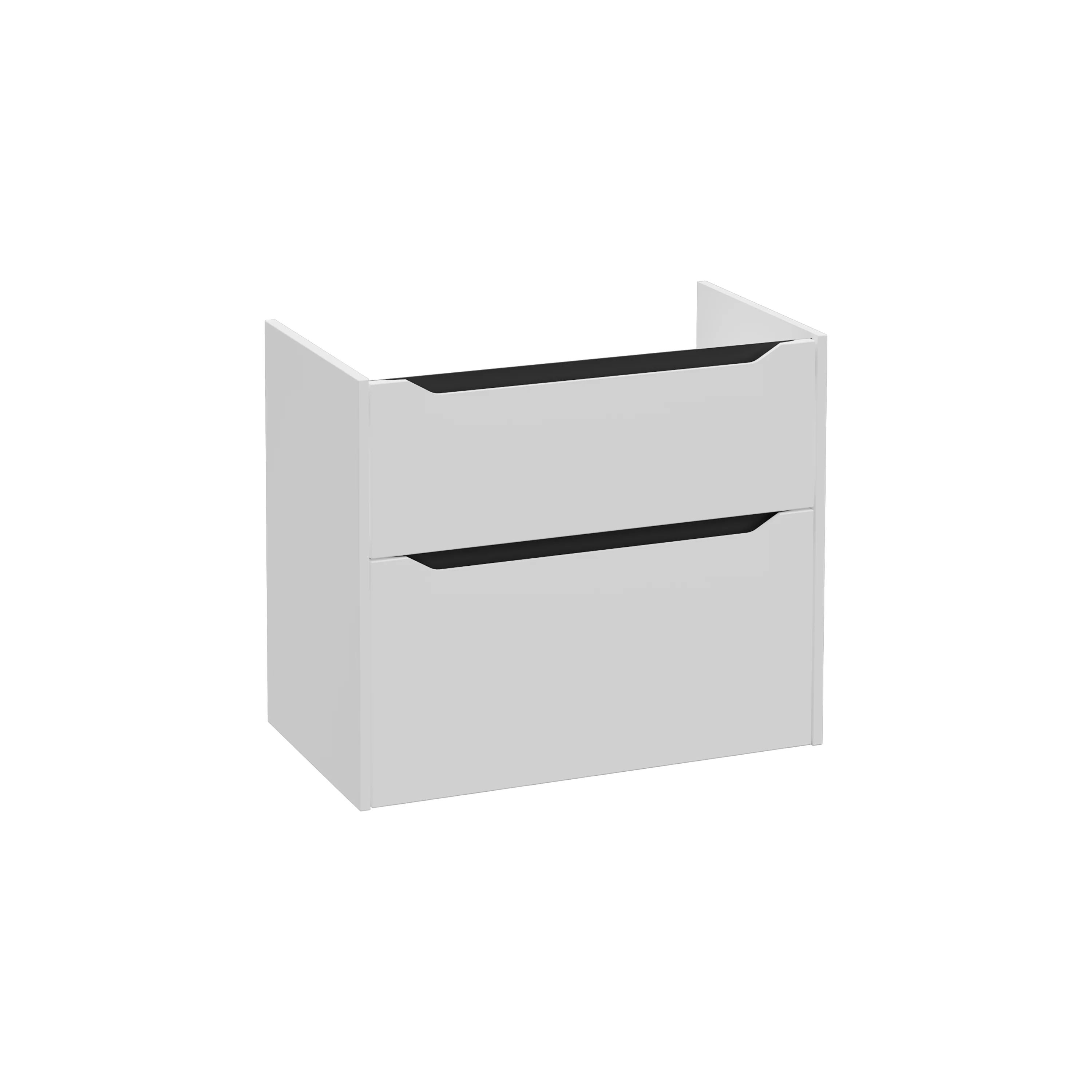 New Integra Square Waschtischunterschrank mit 2 Vollauszügen 76 x 45 x 65 cm (BxTxH) Hellgrau Matt