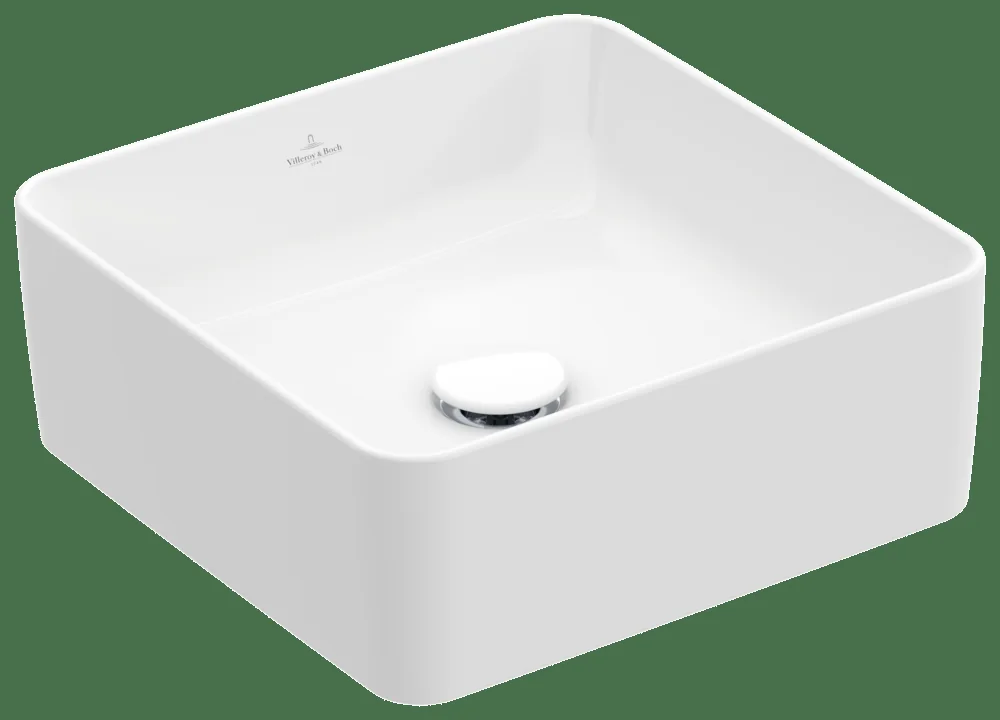 Villeroy & Boch Collaro Aufsatzwaschbecken 380x380mm Quadrat Weiß Alpin