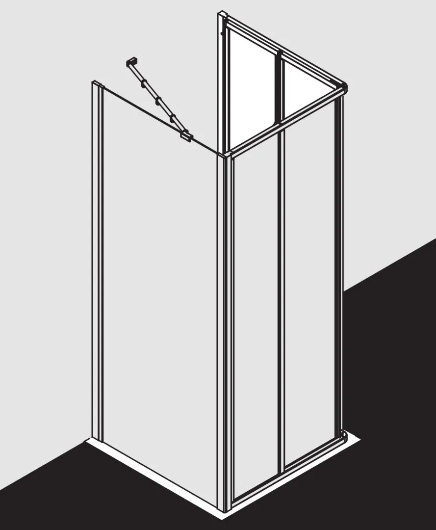 Kermi Duschdesign IBIZA 2000, Eckeinstieg 2-teilig (Falttür) - Halbteil, Silber Mattglanz, H 1750 mm Kermi Duschdesign IBIZA 2000, Eckeinstieg 2-teilig (Falttür) - Halbteil, Silber Mattglanz, H 1750 mm