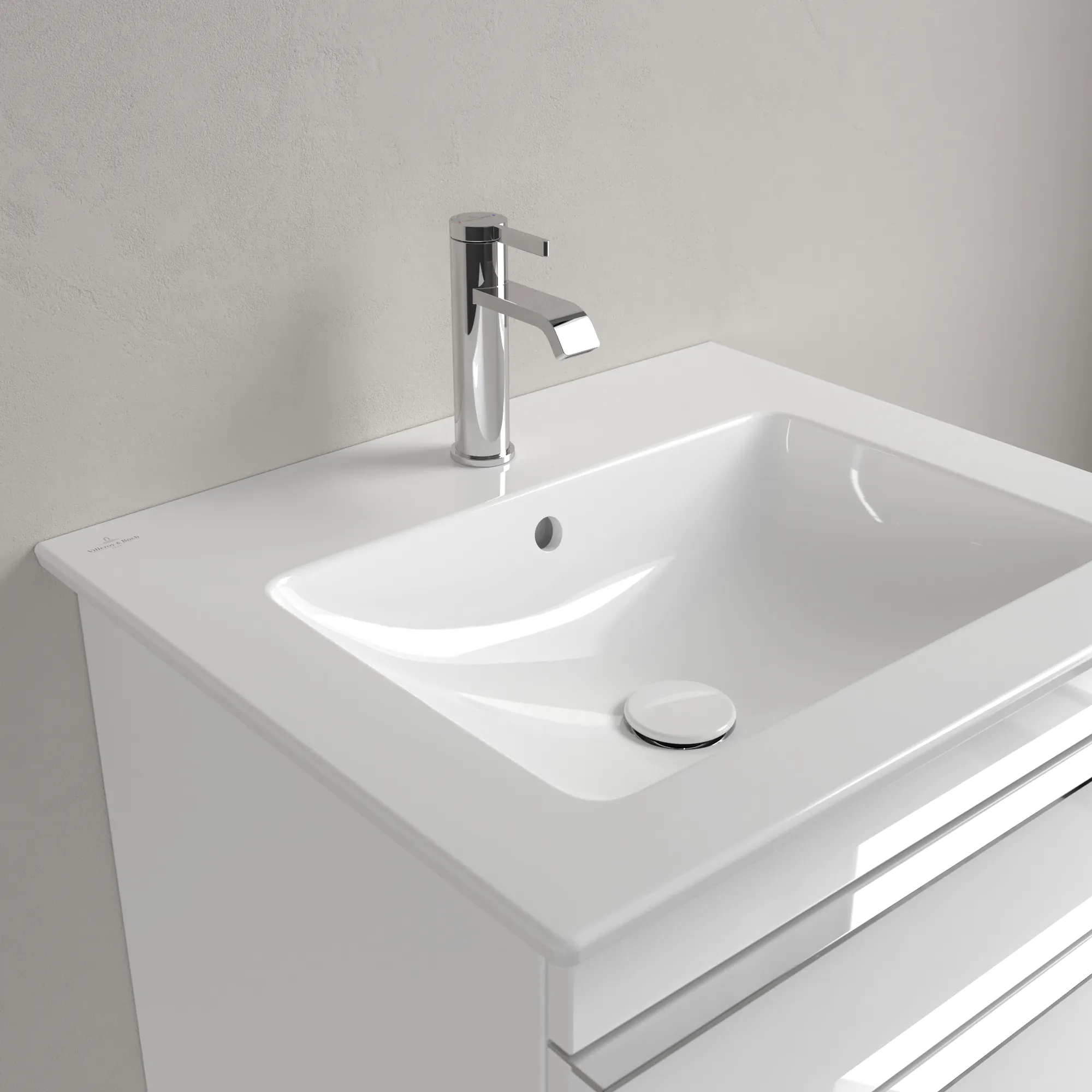 Villeroy & Boch Wandwaschtisch „Venticello“ 600 × 505 × 165 mm, für Becken mittig, mit Hahnlochbohrung, Hahnlochposition mittig in Weiß Alpin Villeroy & Boch Wandwaschtisch „Venticello“ 600 × 505 × 165 mm, für Becken mittig, mit Hahnlochbohrung, Hahnlochposition mittig in Weiß Alpin