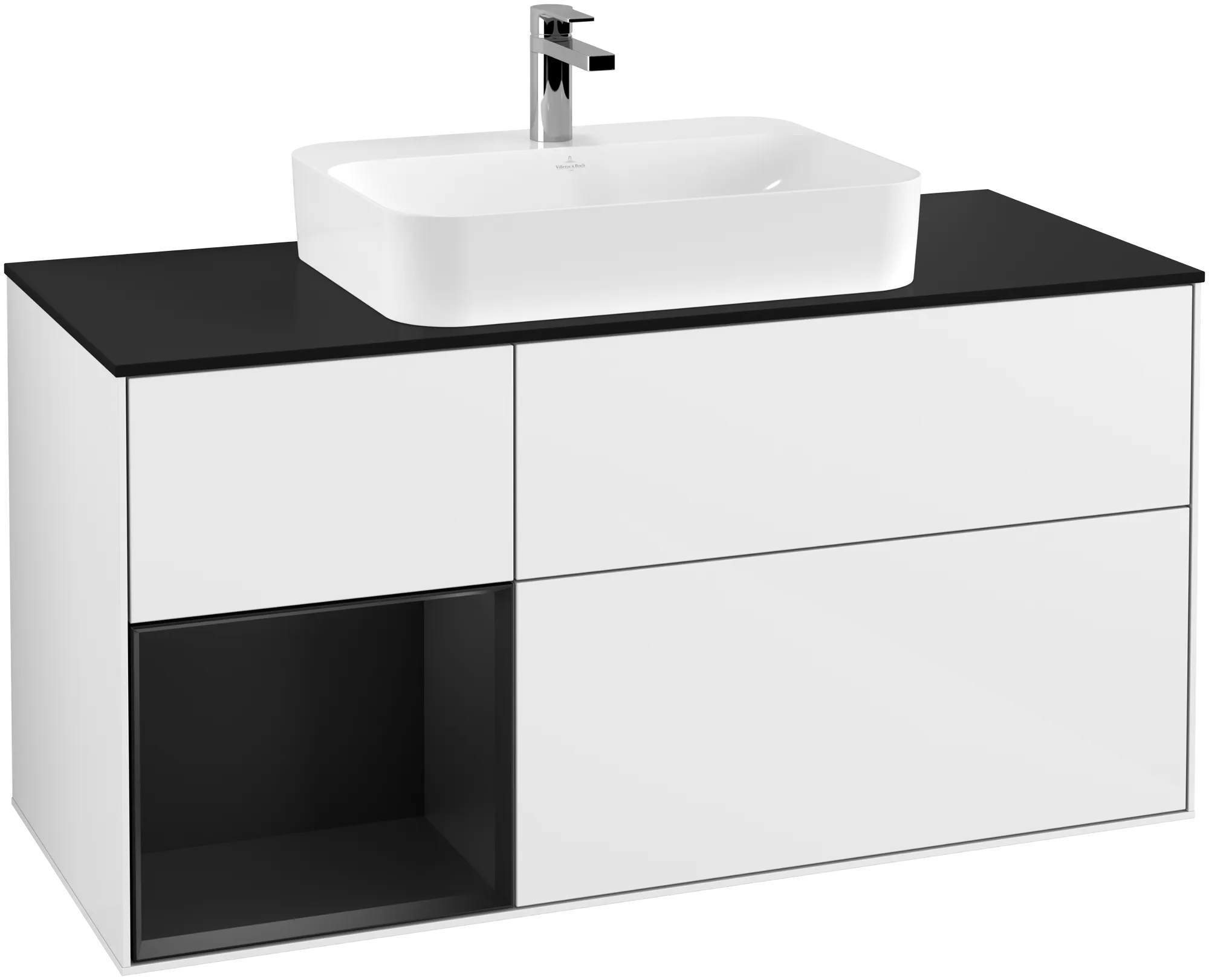 Villeroy & Boch Finion Waschbeckenunterschrank G41 1200x603x501mm Glossy White Lacquer / Black Matt