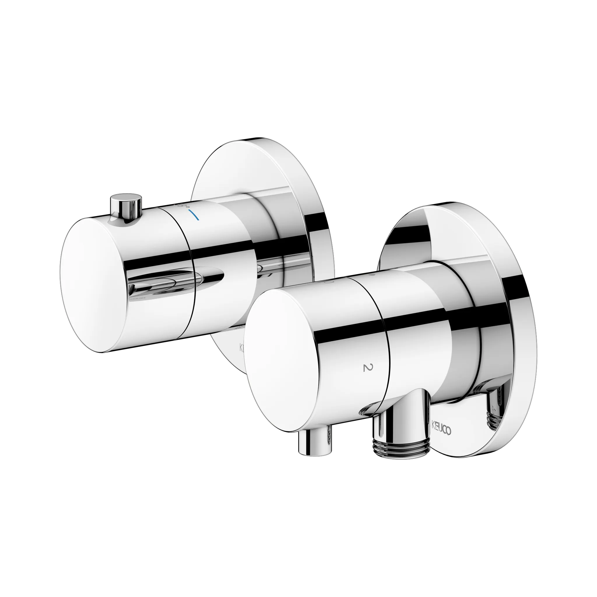 KEUCO PLAN BLUE Thermostatarmatur-Set Unterputz für 2 Verbraucher mit Schlauchanschluss und Brausehalter verchromt