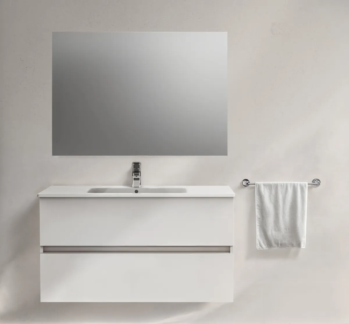 Waschbecken „Eurovit“ 101,5 × 46,5 × 17,5 cm, Hahnlochposition mittig