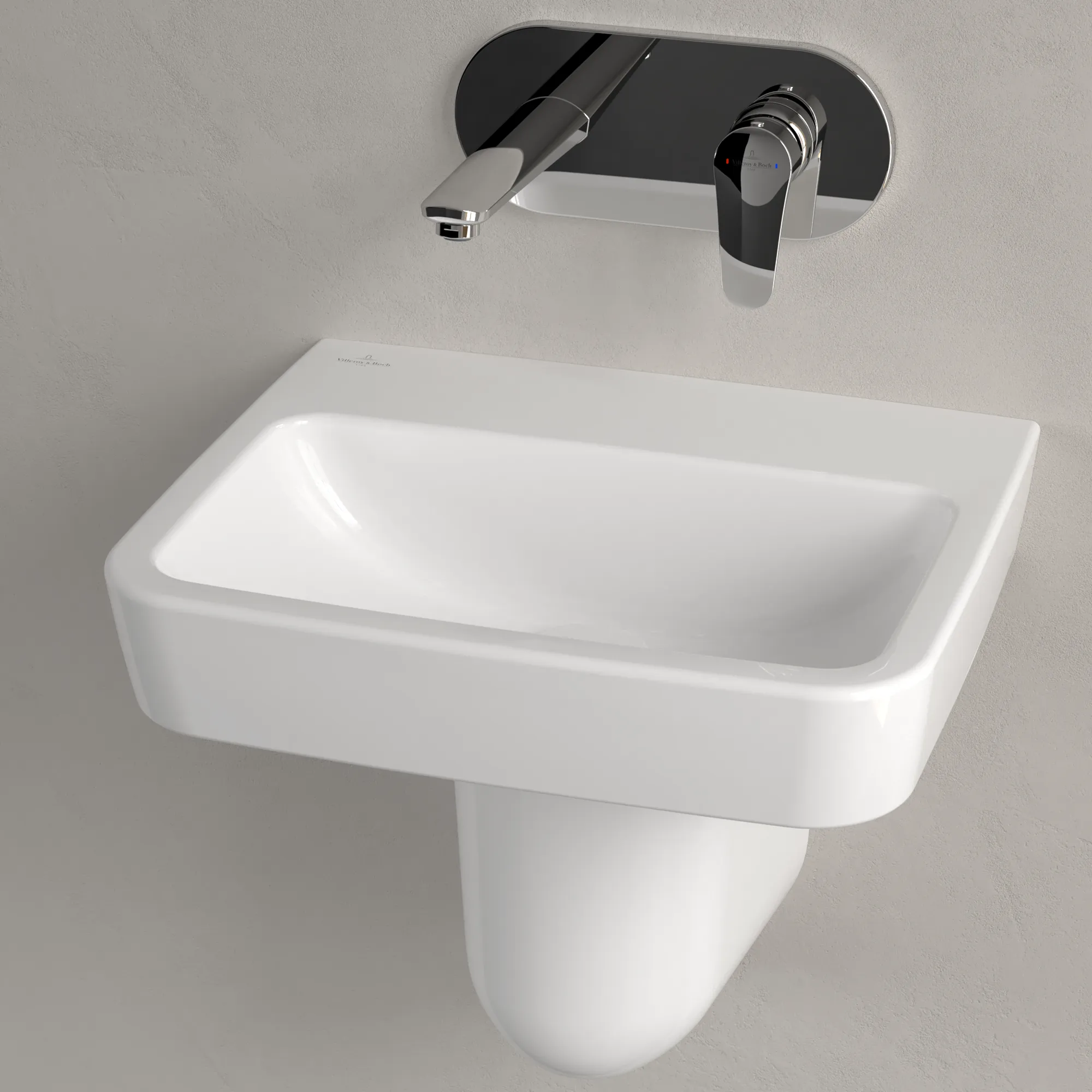 Villeroy & Boch Handwaschbecken „O.novo“ 450 × 370 × 160 mm, für Becken mittig, ohne Hahnlochbohrung
