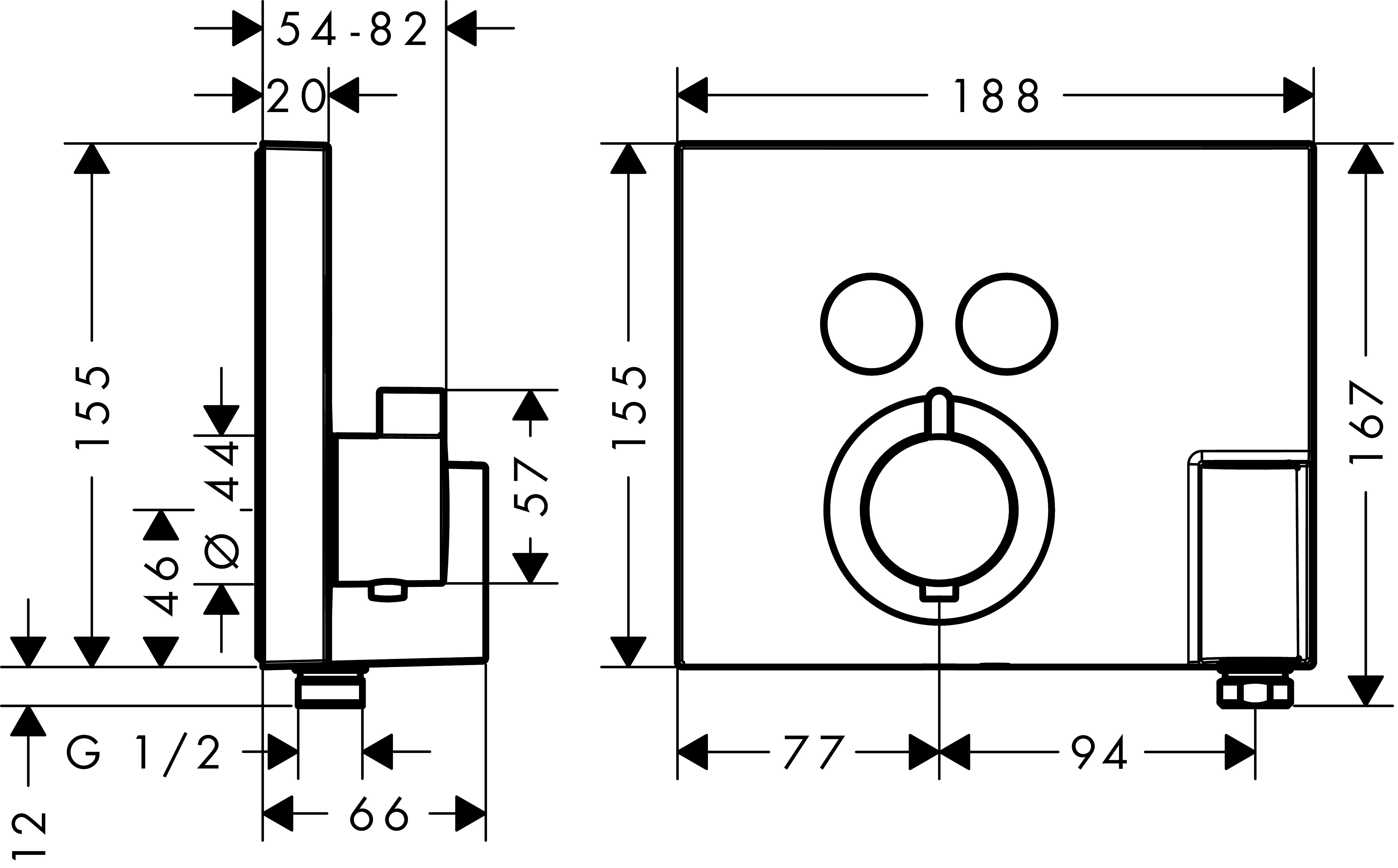 Thermostat Unterputz ShowerSelect FS 2 Verbraucher chrom mitFixfit u.Porter