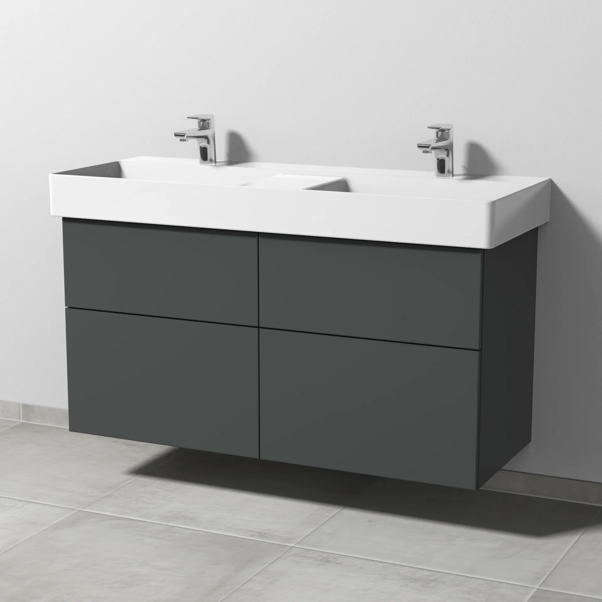 Sanipa Waschtischunterschrank „3way“ passend zu Keramik-Waschtische Dura Square von Duravit 1140 × 588 × 447 mm in Anthrazit (matt)