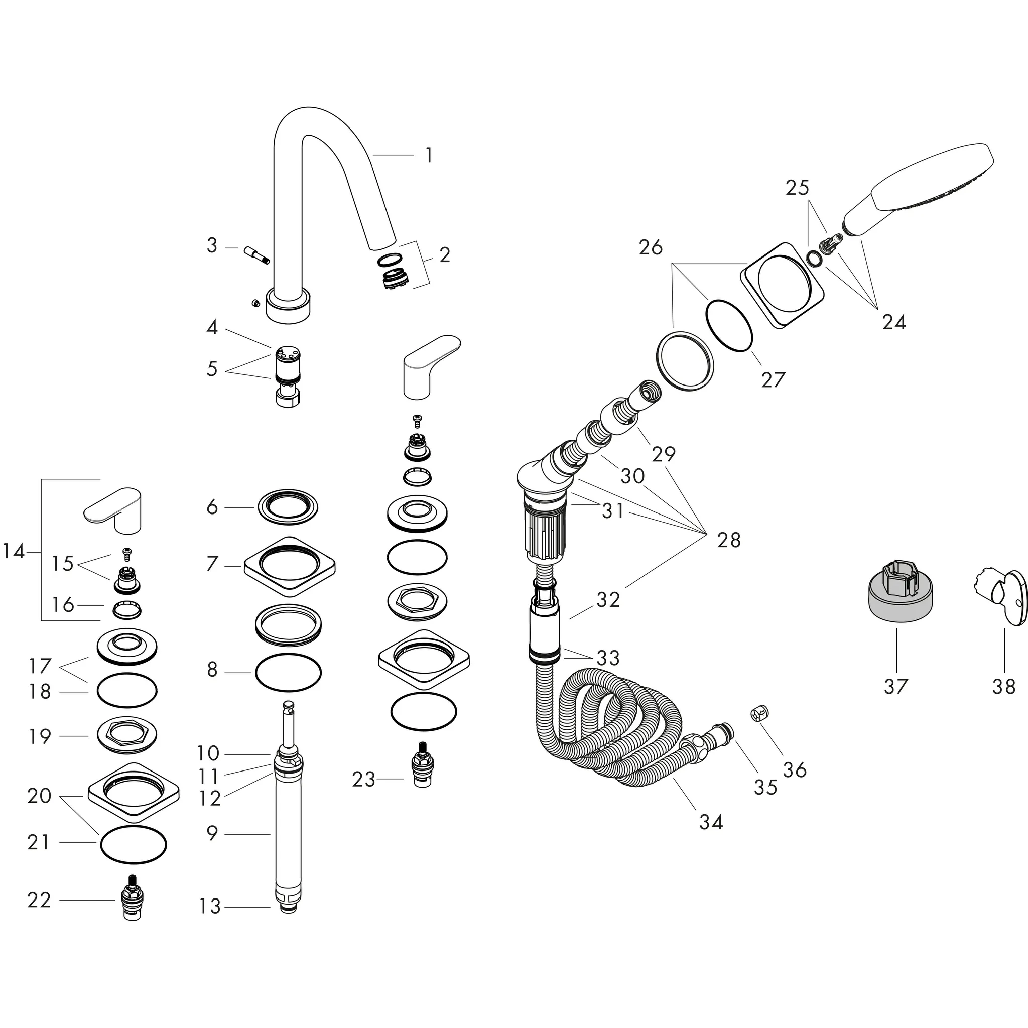 Hansgrohe AXOR Citterio M Mischer 4-Loch Wannenrandarmatur Chrom Hansgrohe AXOR Citterio M Mischer 4-Loch Wannenrandarmatur Chrom