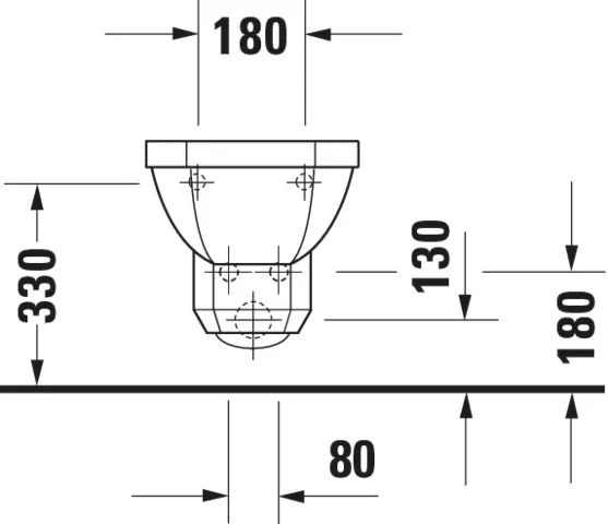 Duravit Wand-Bidet „1930“, Befestigung sichtbar 36 × 58,5 × 34,5 cm Duravit Wand-Bidet „1930“, Befestigung sichtbar 36 × 58,5 × 34,5 cm