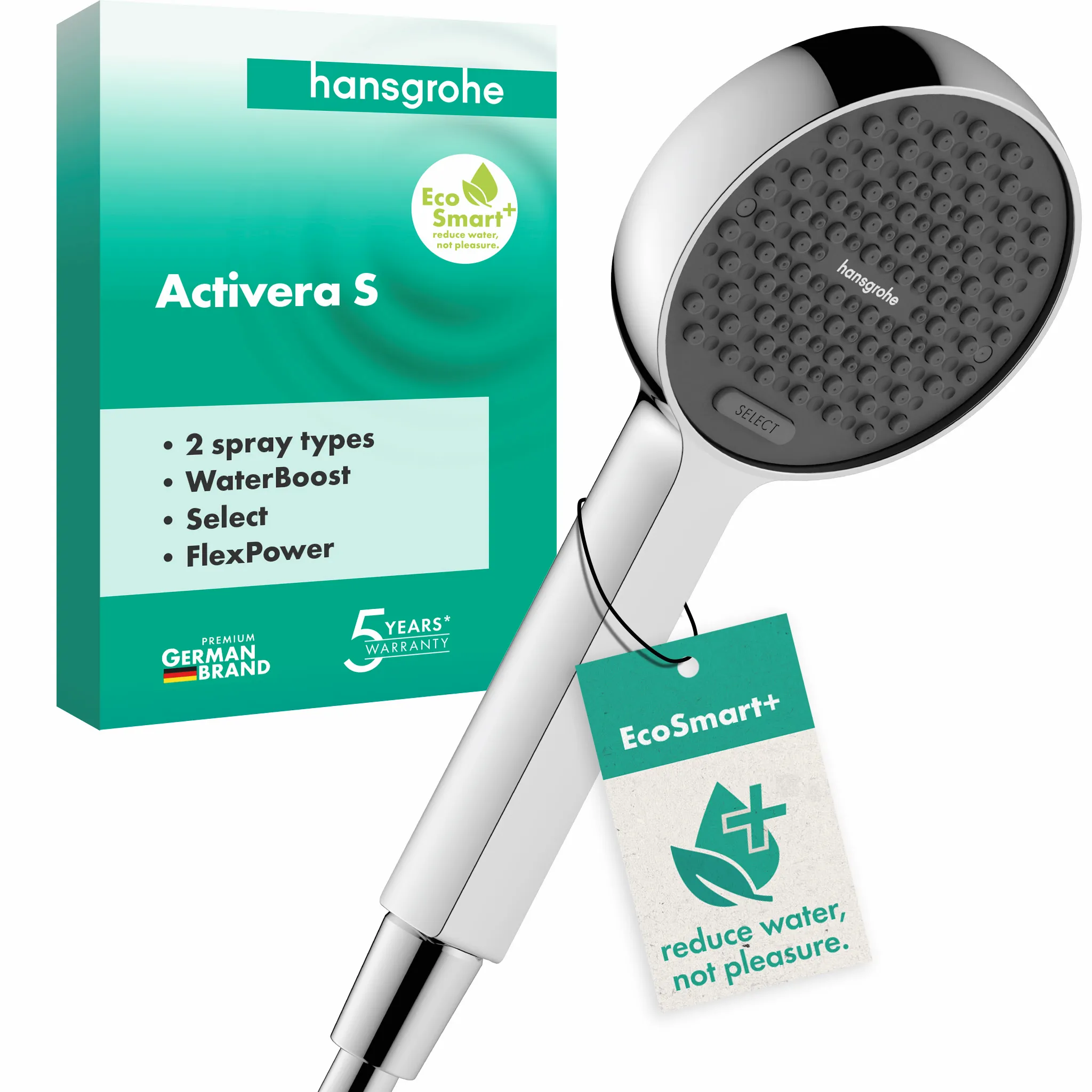 Activera Select S Handbrause 95 2jet EcoSmart+ mit Booster, Chrom