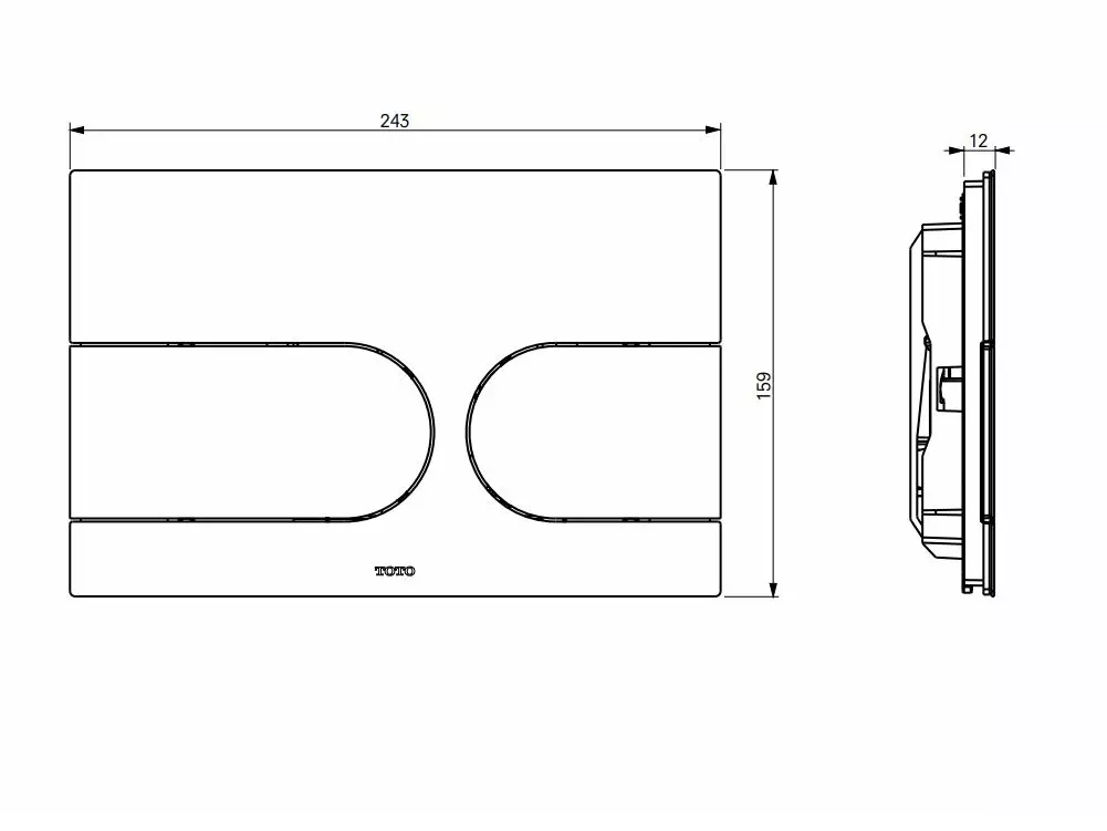 Toto Betätigungsplatte „WASHLET“ 12 × 159 mm in matt Schwarz, Tastenfarbe #Tastenfarbe#