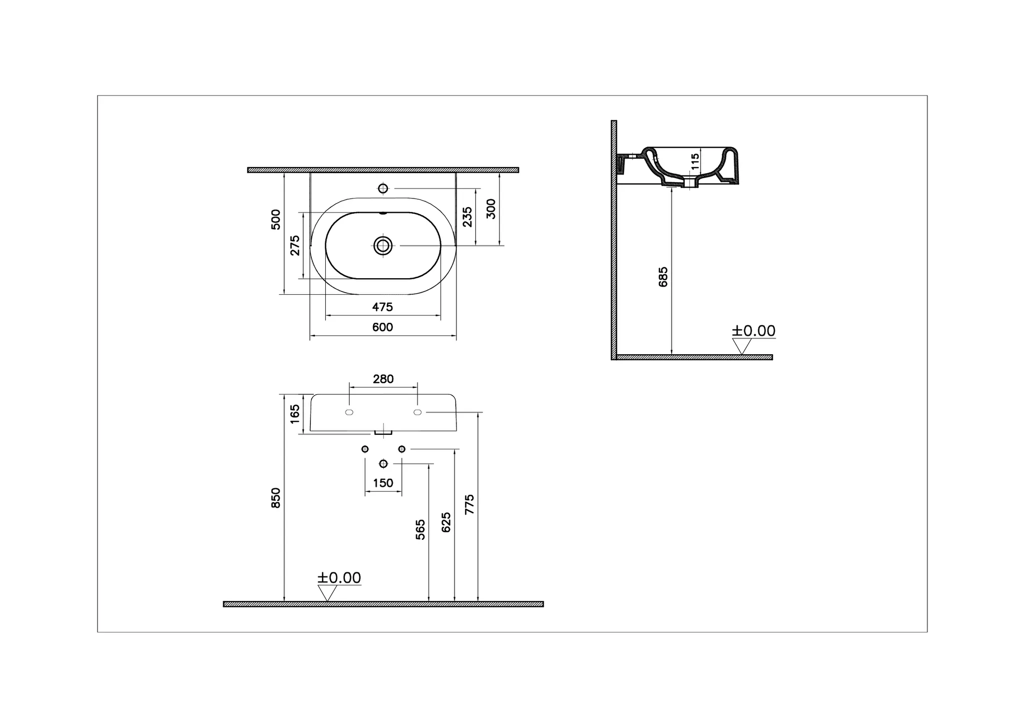 Liquid Waschtisch 60 cm mit Hahnloch mit Überlaufloch Weiß Hochglanz mit Oberflächenveredelung Clean Liquid Waschtisch 60 cm mit Hahnloch mit Überlaufloch Weiß Hochglanz mit Oberflächenveredelung Clean