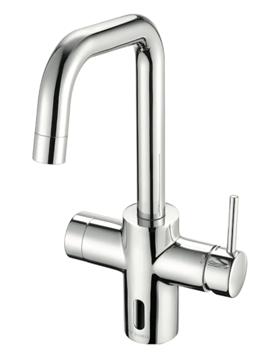 Elektronische Küchenarmatur GRANDIS E, HD-M - Hochdruck Mischwasser, Infrarot-Sensor-Küchenarmatur, Steckernetzteil 9 VDC, 100 - 240 VAC, 50 - 60 Hz, 2x G 3/8 IG, chrom
