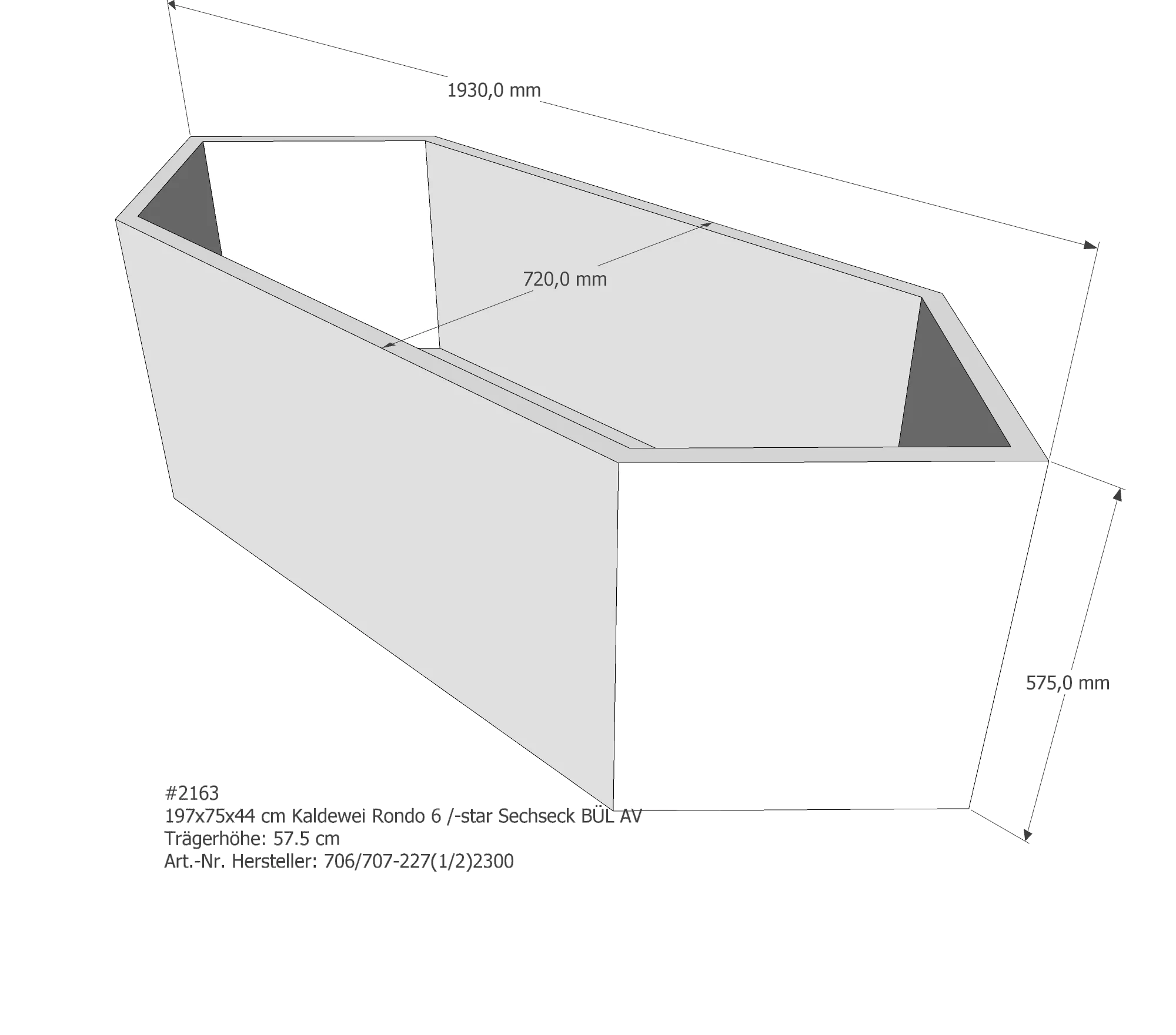 Badewannenträger für Kaldewei Rondo 6 197 × 75 × 44 cm Badewannenträger für Kaldewei Rondo 6 197 × 75 × 44 cm