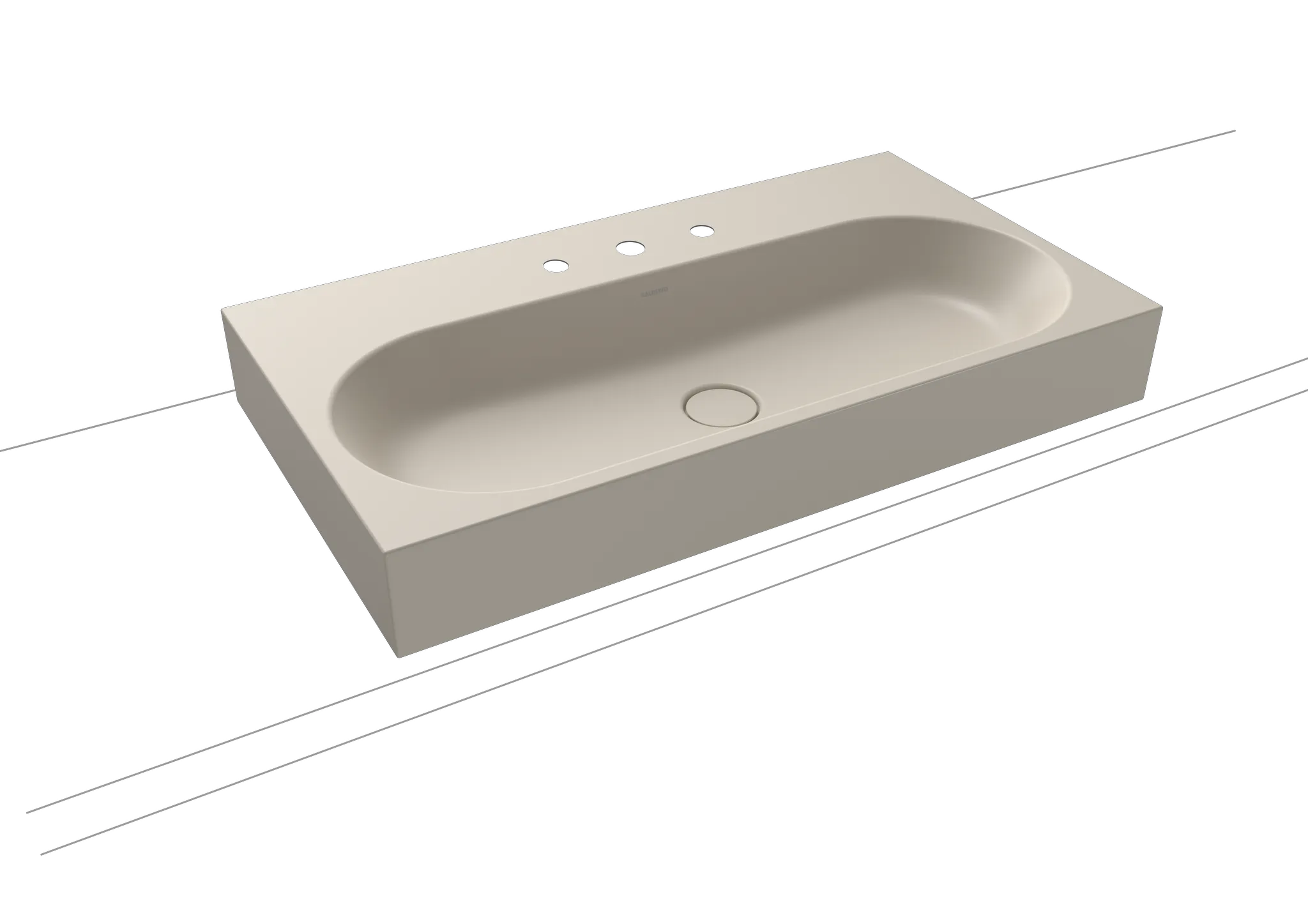 Aufsatzwaschtisch „Centro“ 90 × 50 cm, mit Hahnlochbohrung in warm grey 10, mit Perl-Effekt Aufsatzwaschtisch „Centro“ 90 × 50 cm, mit Hahnlochbohrung in warm grey 10, mit Perl-Effekt