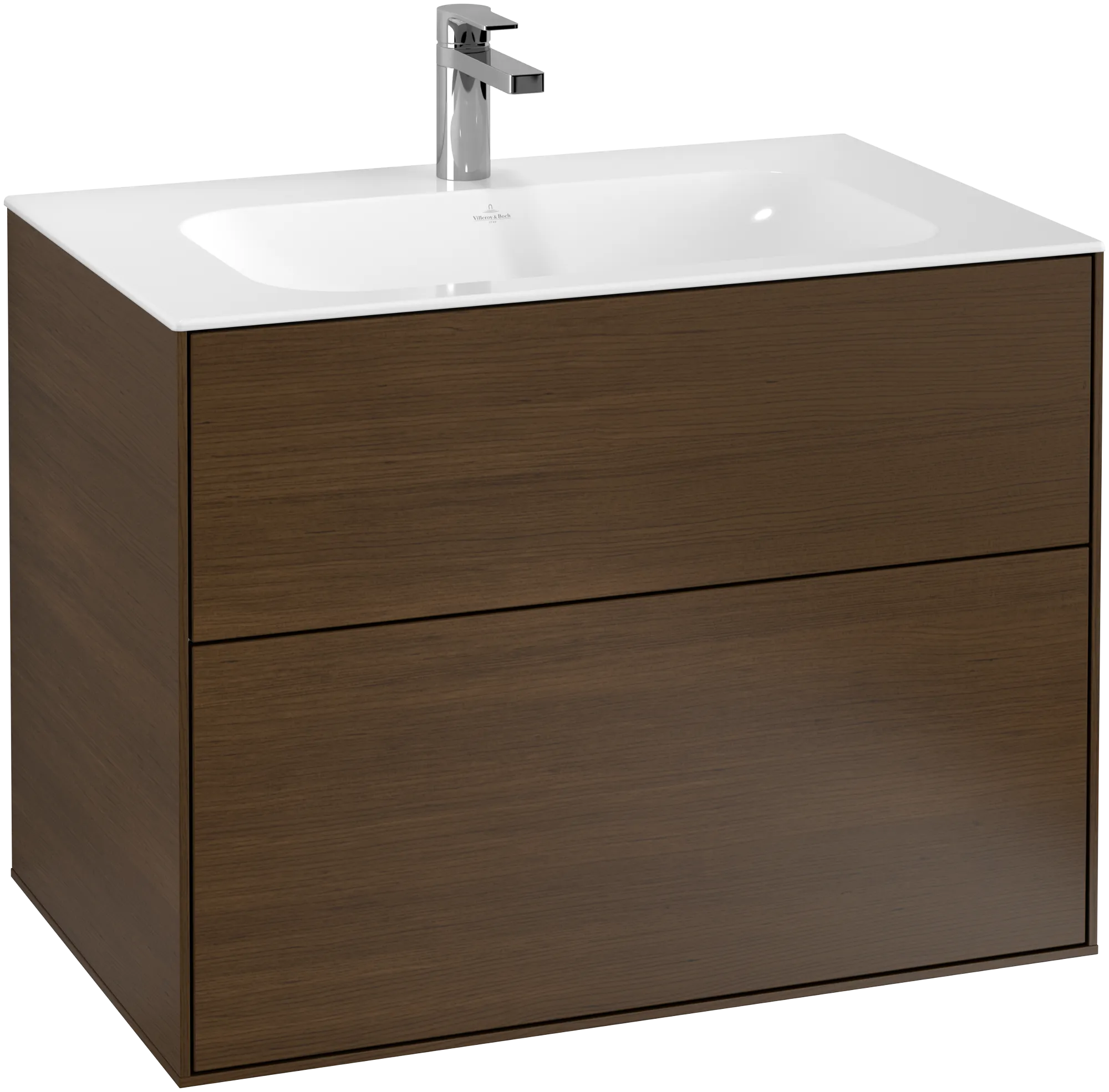 Villeroy & Boch Waschtischunterschrank „Finion“ für Schrankwaschtisch 796 × 591 × 498 mm Walnut Veneer, für Becken mittig Villeroy & Boch Waschtischunterschrank „Finion“ für Schrankwaschtisch 796 × 591 × 498 mm Walnut Veneer, für Becken mittig