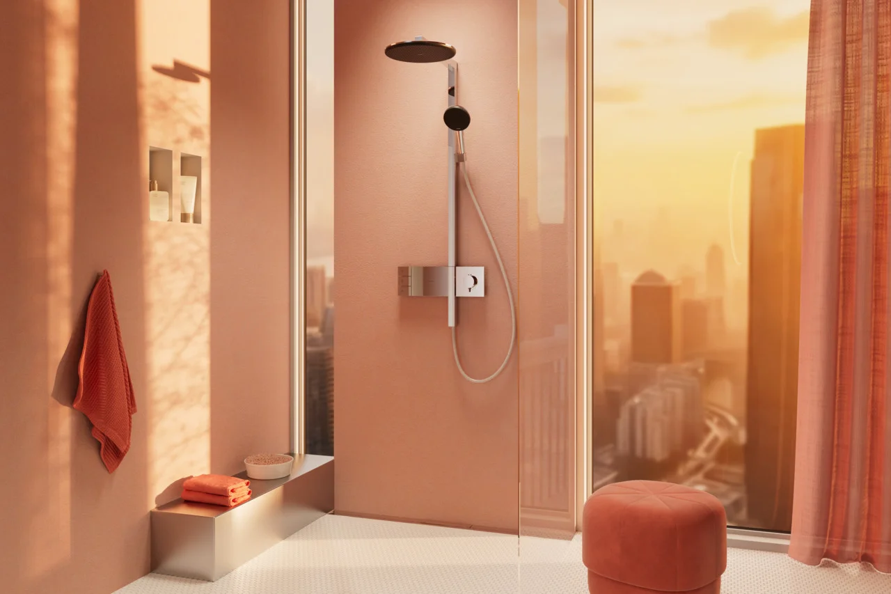 Hansgrohe Showerpipe Raindance Alive S 300 2jet EcoSmart Chrom, Aufputzinstallation, 150 ± 12 mm Stichmaß Hansgrohe Showerpipe Raindance Alive S 300 2jet EcoSmart Chrom, Aufputzinstallation, 150 ± 12 mm Stichmaß