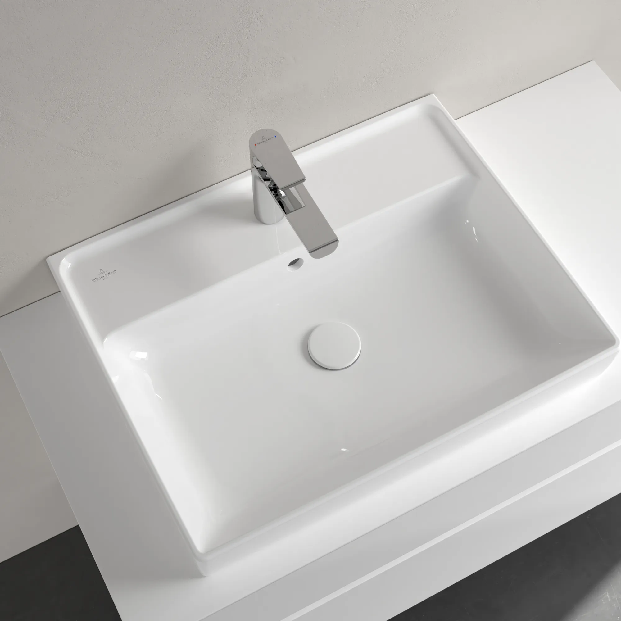 Villeroy & Boch Collaro Wandwaschbecken, 600x470x160 mm, weiß Alpin CeramicPlus, Rechteck, TitanCeram, mit Überlauf