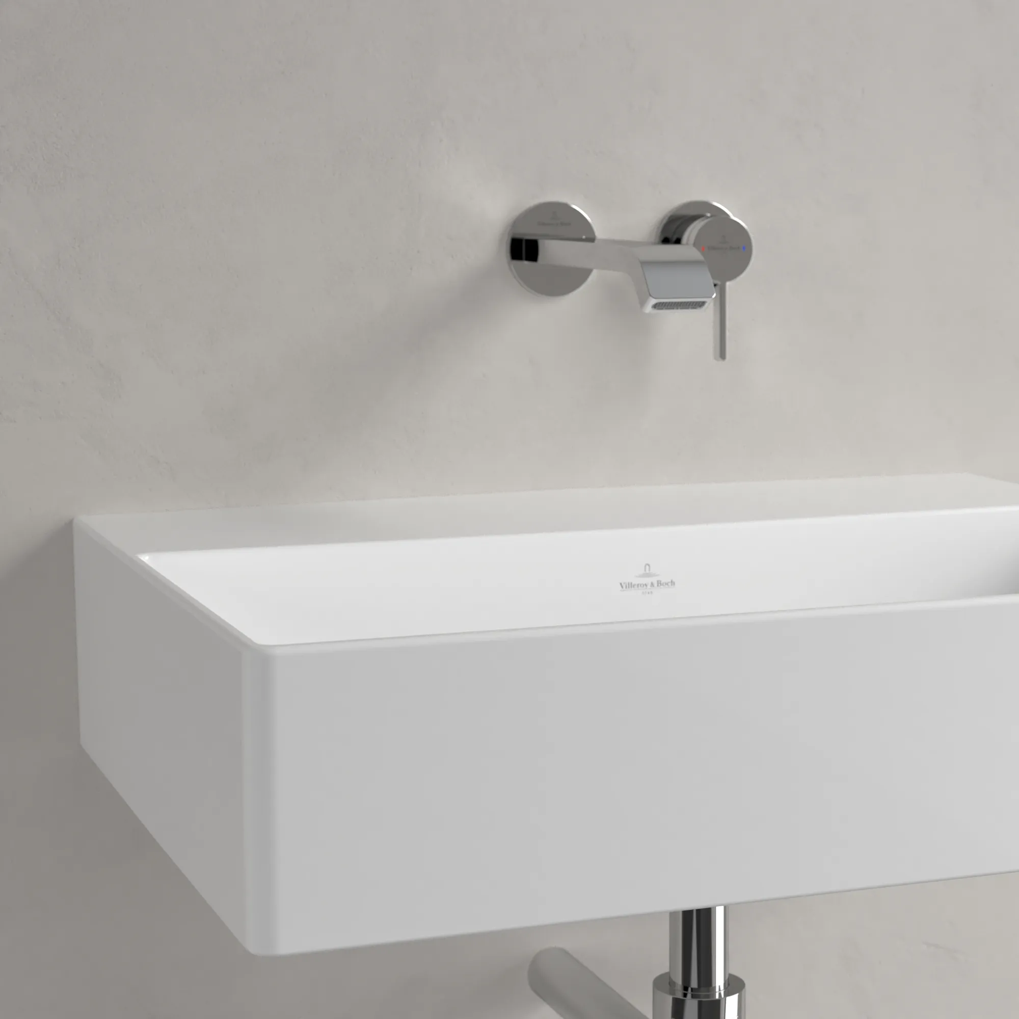 Villeroy & Boch Wandwaschtisch aus TitanCeram geschliffen „Memento 2.0“ 600 × 420 × 135 mm, ohne Hahnlochbohrung in Weiß Alpin