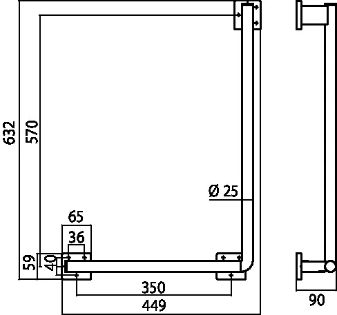 emco 90°-Winkelgriff „system 2“ in chrom, links