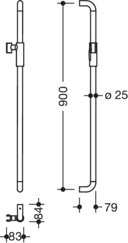 Brausehalterstange, Edelstahl, PVD beschichtet, Achsmaß 900 mm, 79 mm tief, Durchmesser 25 mm, mit magnetischem Brausehalter, in Farbe CK (Messing glänzend) Brausehalterstange, Edelstahl, PVD beschichtet, Achsmaß 900 mm, 79 mm tief, Durchmesser 25 mm, mit magnetischem Brausehalter, in Farbe CK (Messing glänzend)