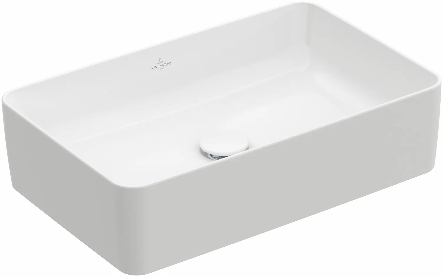 Villeroy & Boch Aufsatzwaschtisch rechteck aus TitanCeram „Collaro“ 560 × 360 × 145 mm, ohne Hahnlochbohrung in Stone White Villeroy & Boch Aufsatzwaschtisch rechteck aus TitanCeram „Collaro“ 560 × 360 × 145 mm, ohne Hahnlochbohrung in Stone White