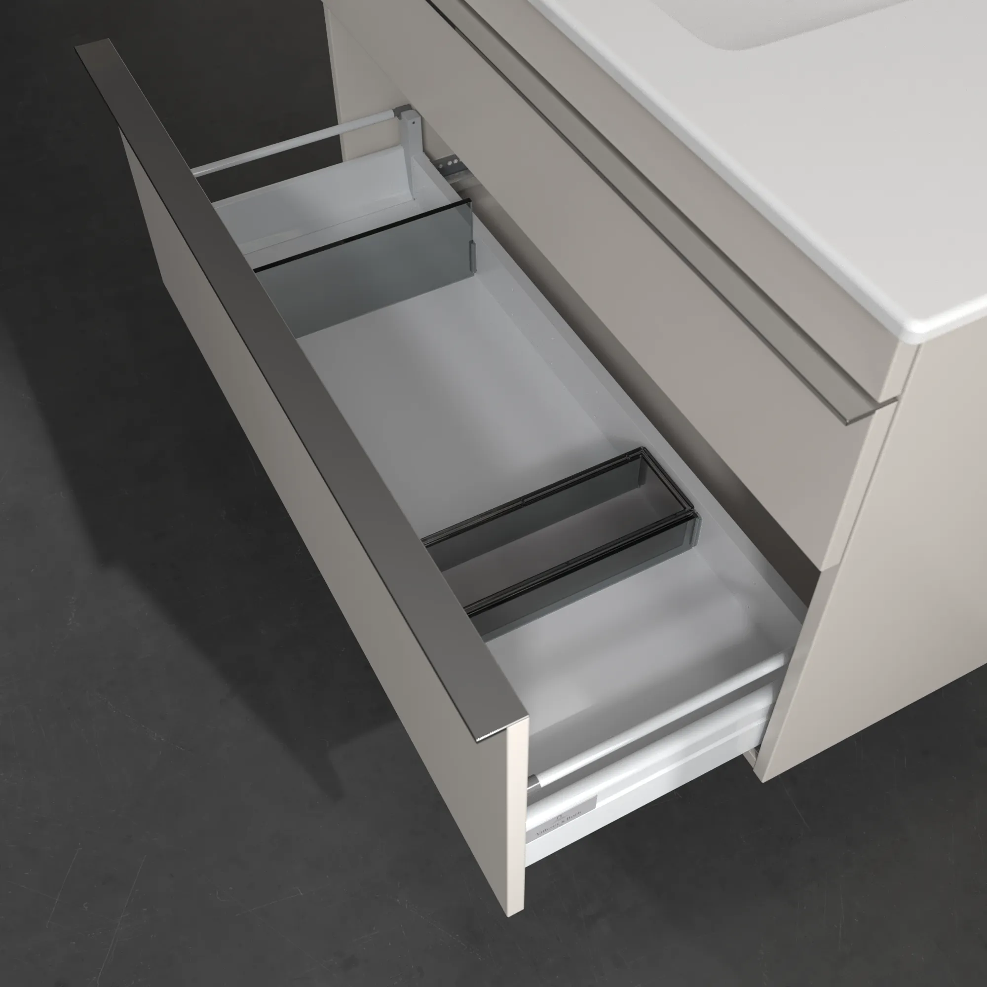 Villeroy & Boch Waschtischunterschrank „Venticello“ für Schrankwaschtisch 953 × 590 × 502 mm Cashmere Grey, für Becken links