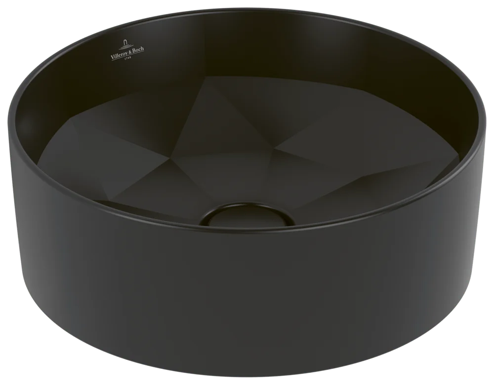 Villeroy & Boch Aufsatzwaschbecken Octagon 5A5640, 418x418mm, Rund, ohne Überlauf, Pure Black CeramicPlus Villeroy & Boch Aufsatzwaschbecken Octagon 5A5640, 418x418mm, Rund, ohne Überlauf, Pure Black CeramicPlus