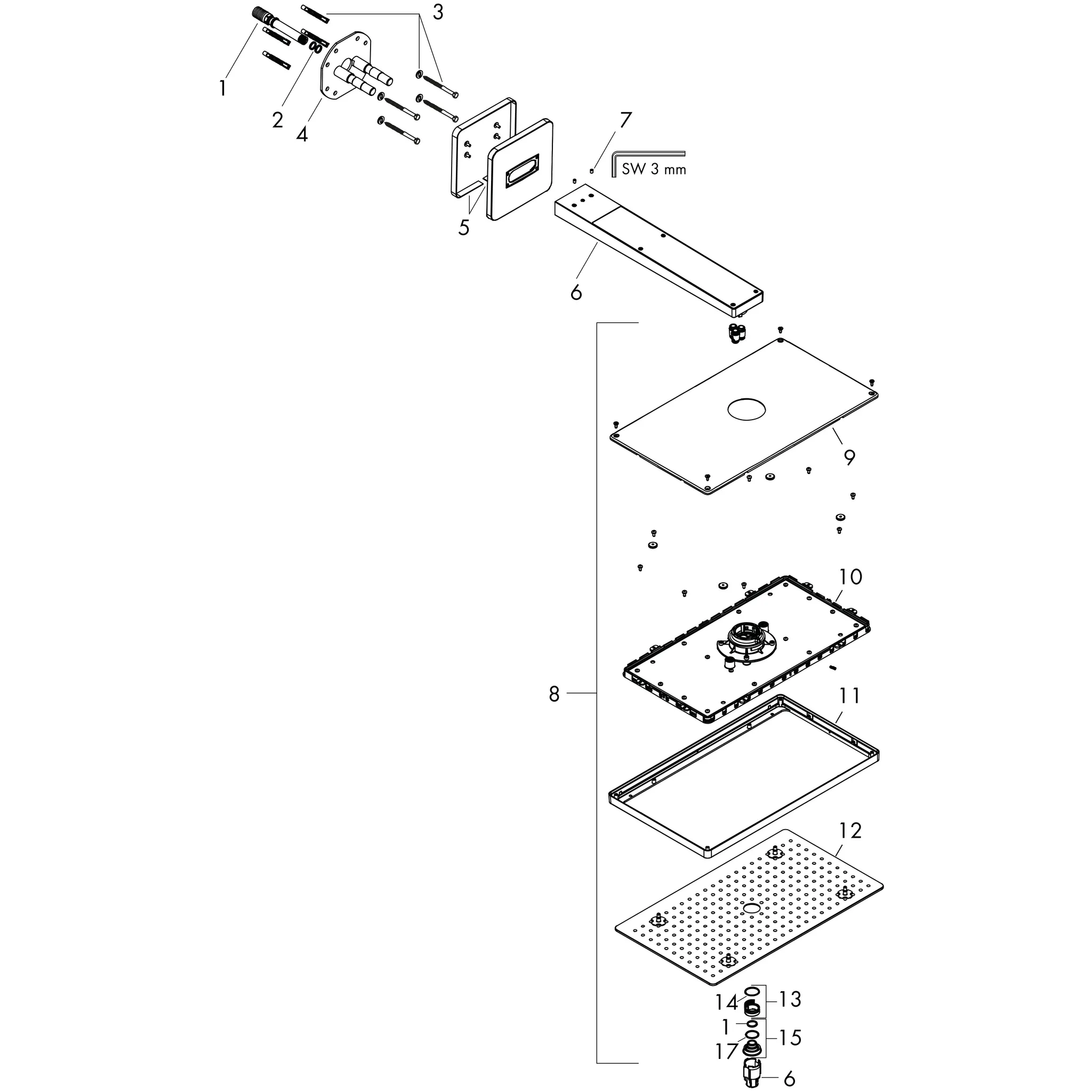 Hansgrohe AXOR ShowerSolutions Kopfbrause 460⁄300 1jet, Chrom Hansgrohe AXOR ShowerSolutions Kopfbrause 460⁄300 1jet, Chrom