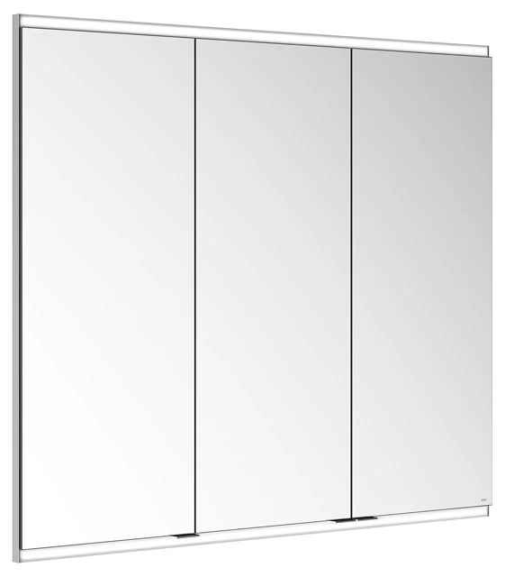 KEUCO Wandeinbau Spiegelschrank 3-türig „Royal Modular 2.0“ in Silber (eloxiert), Unterputz, mit Beleuchtung, mit Steckdose 1100 × 900 × 160 mm