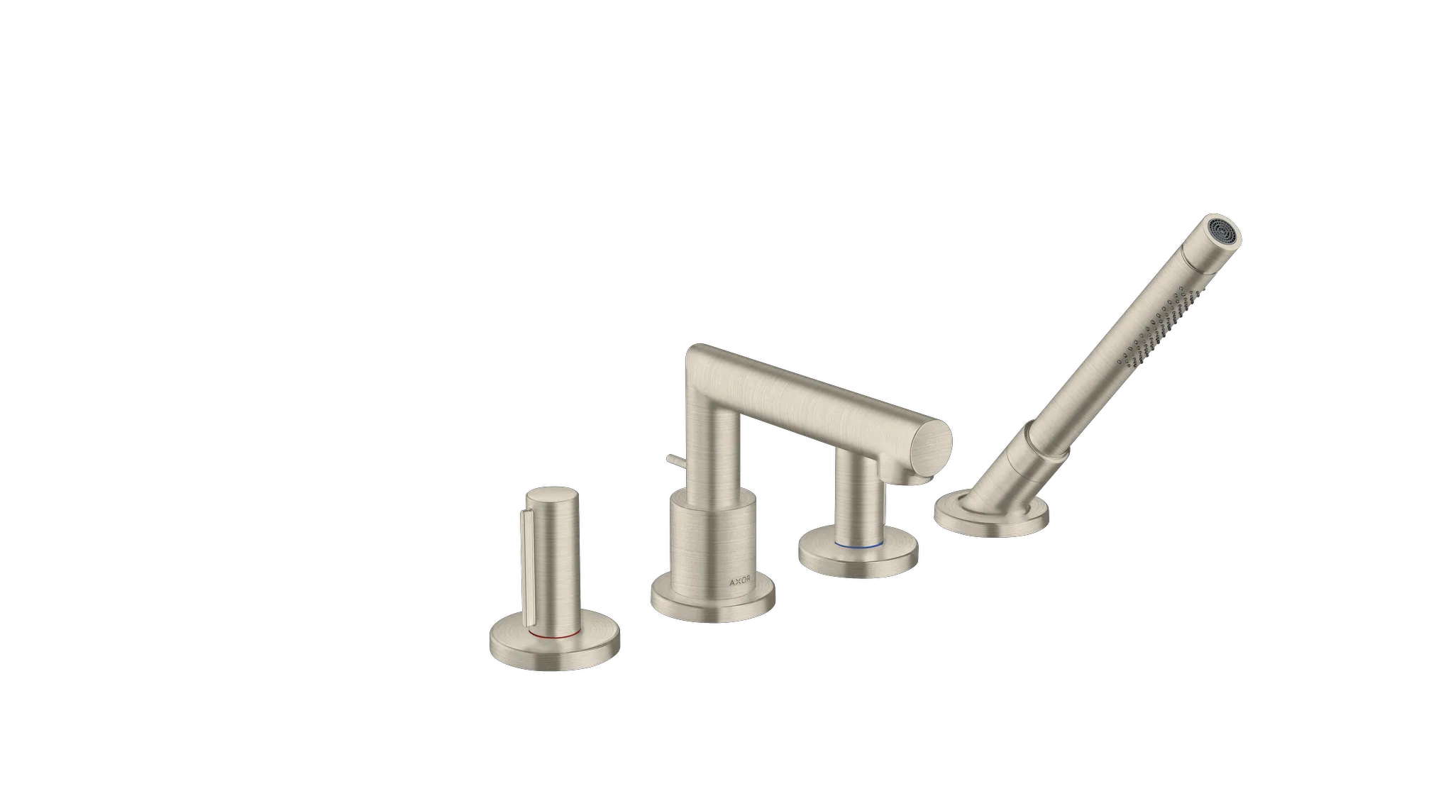 Hansgrohe AXOR Uno 4-Loch Wannenrandarmatur mit Zerogriffen Brushed Nickel Hansgrohe AXOR Uno 4-Loch Wannenrandarmatur mit Zerogriffen Brushed Nickel