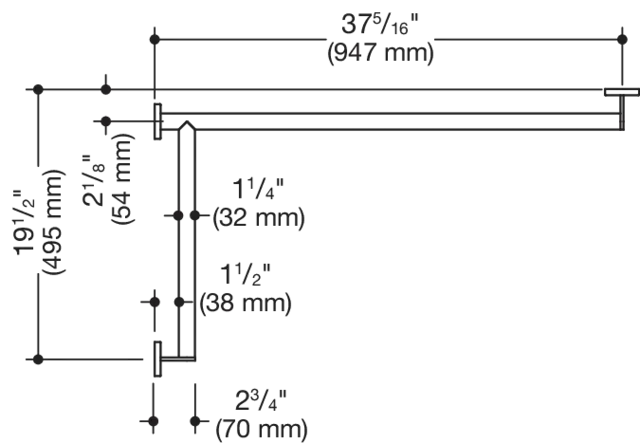 Dusch-, WannenhandlaufEdelstahl, PVD, waagerechte Längen 947 x 495 mm, 70 mm tief, Stangendurchmesser 32 mm, Ausführung links, in Farbe CK (messing glänzend) Dusch-, WannenhandlaufEdelstahl, PVD, waagerechte Längen 947 x 495 mm, 70 mm tief, Stangendurchmesser 32 mm, Ausführung links, in Farbe CK (messing glänzend)