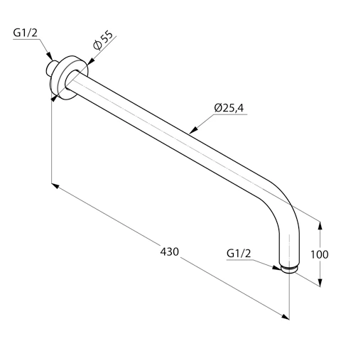 A-QA Wand-Brausearm 400 mm chrom