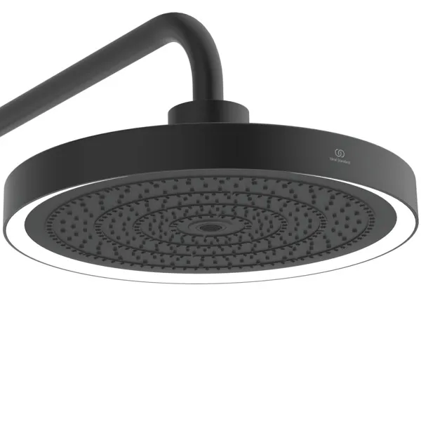 Ideal Standard Ceratherm Solos Duschsystem mit Brausethermostat, LED-Leuchtring Silk Black, 3-Funktion, Ø 330 mm, Wandaufputz, 12/8 l/min Durchfluss Ideal Standard Ceratherm Solos Duschsystem mit Brausethermostat, LED-Leuchtring Silk Black, 3-Funktion, Ø 330 mm, Wandaufputz, 12/8 l/min Durchfluss