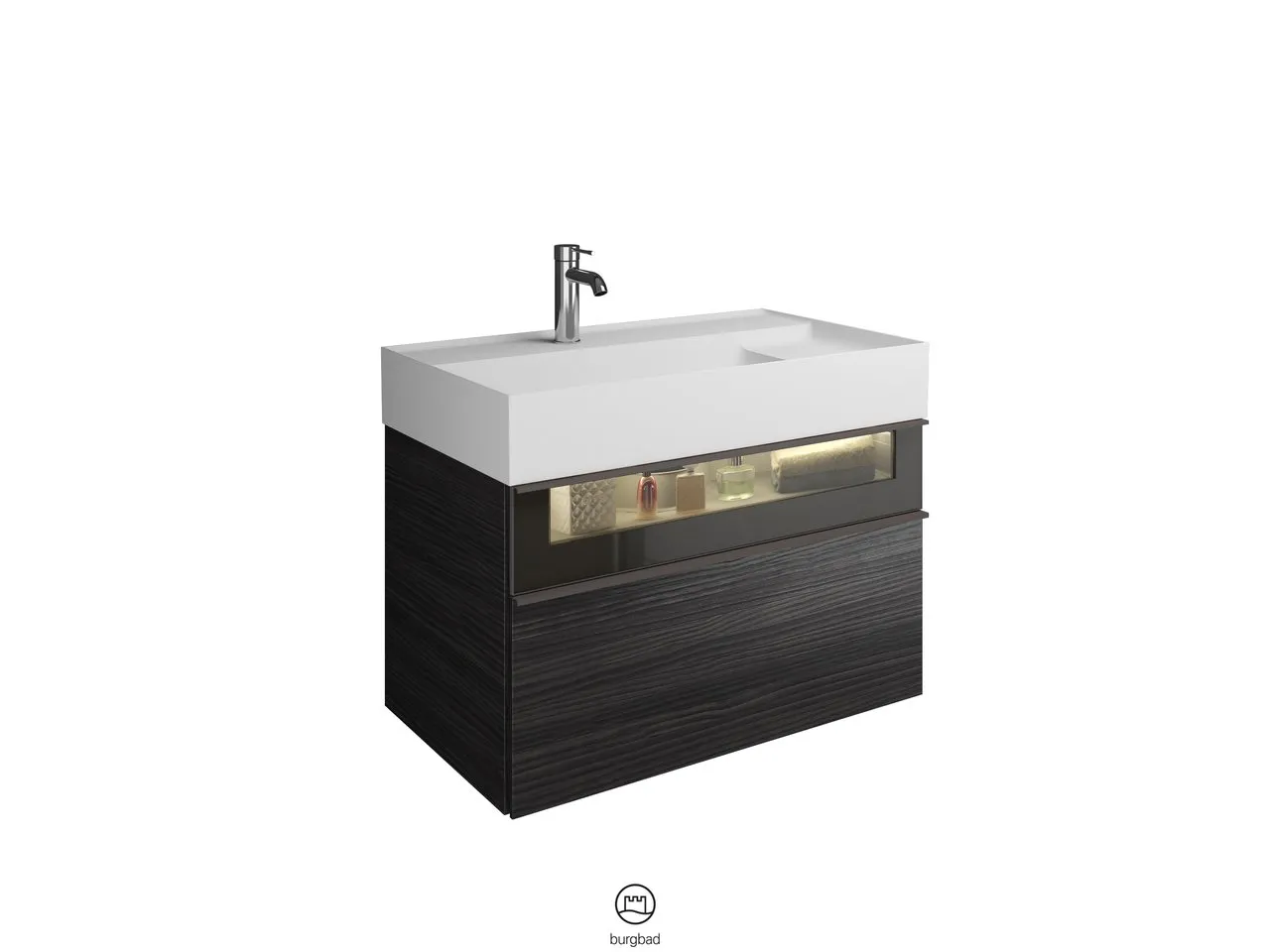 burgbad Yumo Mi-Waschtisch inkl. WTU (SFMX082), Mineralguss, 470x815x610, PG1 burgbad Yumo Mi-Waschtisch inkl. WTU (SFMX082), Mineralguss, 470x815x610, PG1