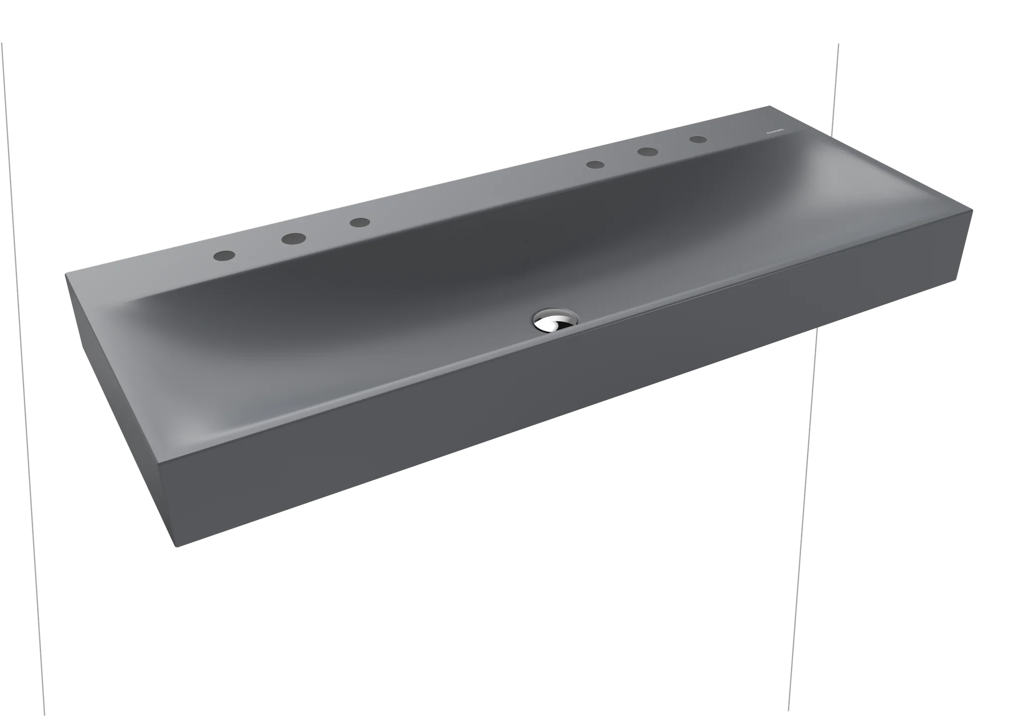 Kaldewei SILENIO Wand-Doppelwaschtisch, 1200x460 mm, cool grey 70, Perl-Effekt, Antidröhn, 2x3er Hahnlochbohrung, mit Überlauf