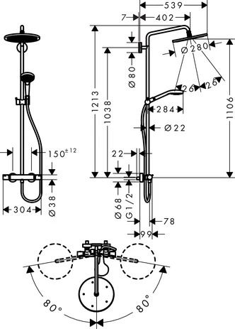 Showerpipe Croma Select S 280 chrom