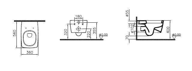 VitrA Metropole Tiefspüler-Wand-WC 36 x 56 cm Weiß Hochglanz VitrA Metropole Tiefspüler-Wand-WC 36 x 56 cm Weiß Hochglanz
