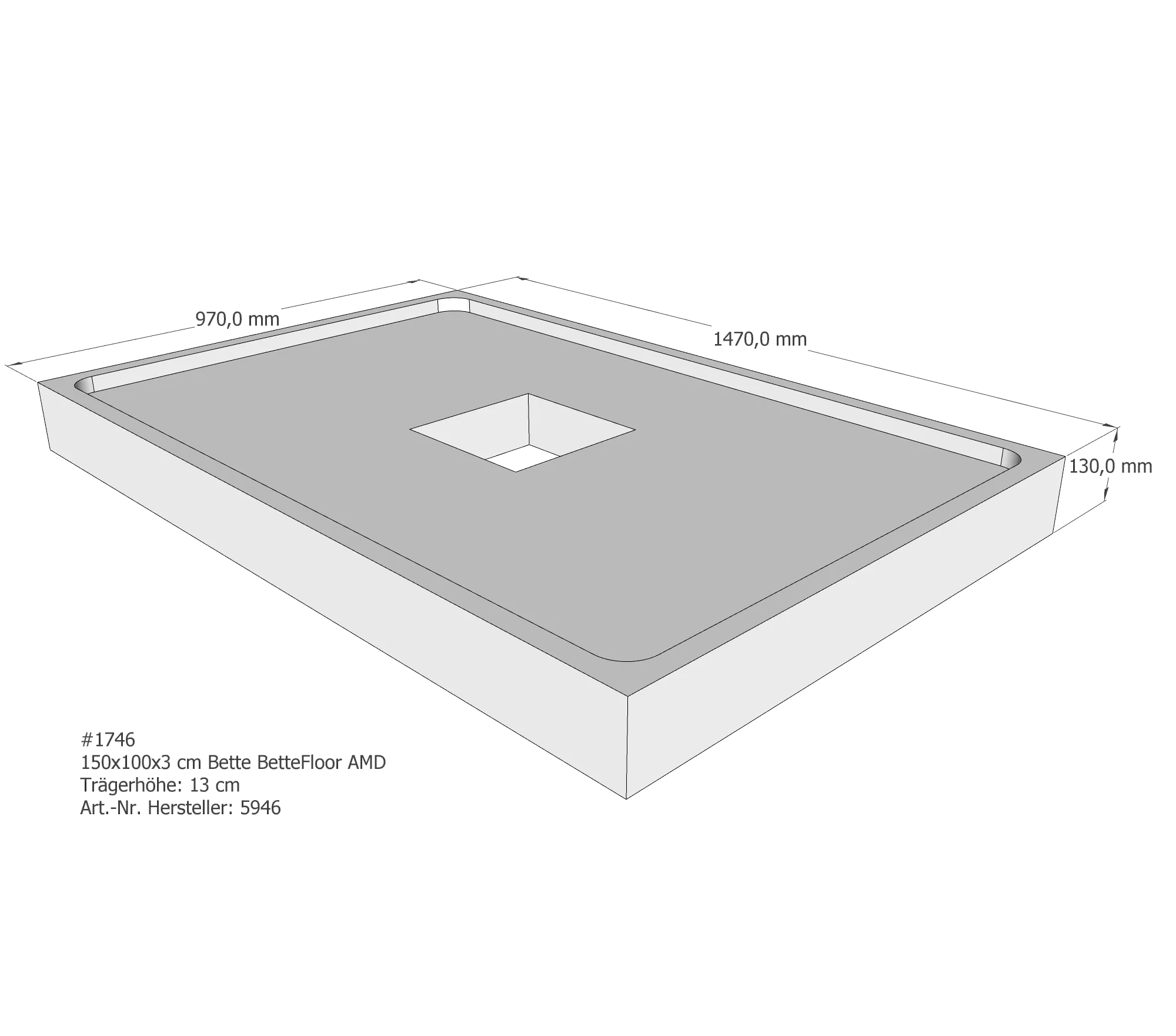 Duschwannenträger für Bette Floor 150 × 100 × 3 cm Breite: 100 cm / Länge: 150 cm