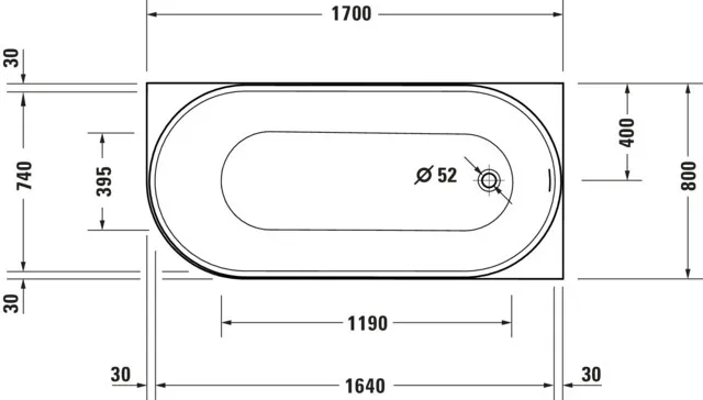 Duravit Badewanne „DuraSenja“ vorwand oval 1700 × 800 mm, rechts in Weiß Duravit Badewanne „DuraSenja“ vorwand oval 1700 × 800 mm, rechts in Weiß
